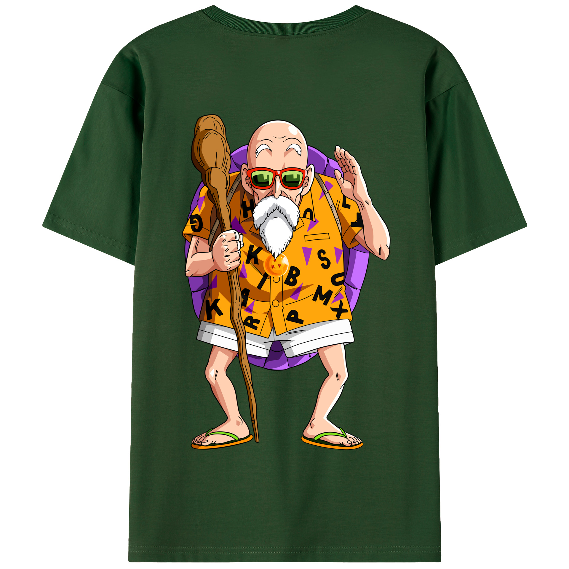（画像用） ドラゴンボール 亀仙人（かめせんにん） DRAGON BALL Master Roshi Kame Sennin 綿100％半袖Tシャツ（背面プリント）